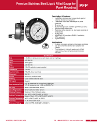 Thumbnail of document Data Sheet - PFP Prem. SS Liquid filled Pressure Gauge for Panel Mounting